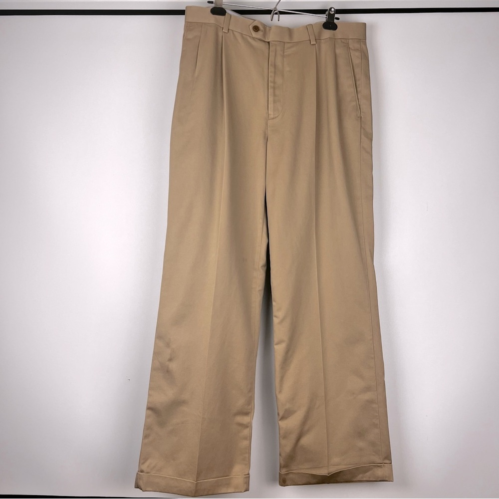WH Belk Men's 100% Luxury Cotton Cuffed Dress Pants Pleated Front 36x32